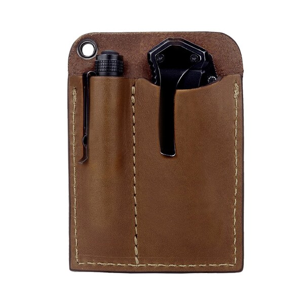 Leather Pocket Tool Organizer for Multitool, Pen / Pen Light, Cash / Cards for Pocket Carry
